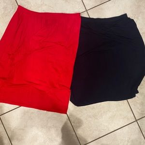 Dark blue and red skirts